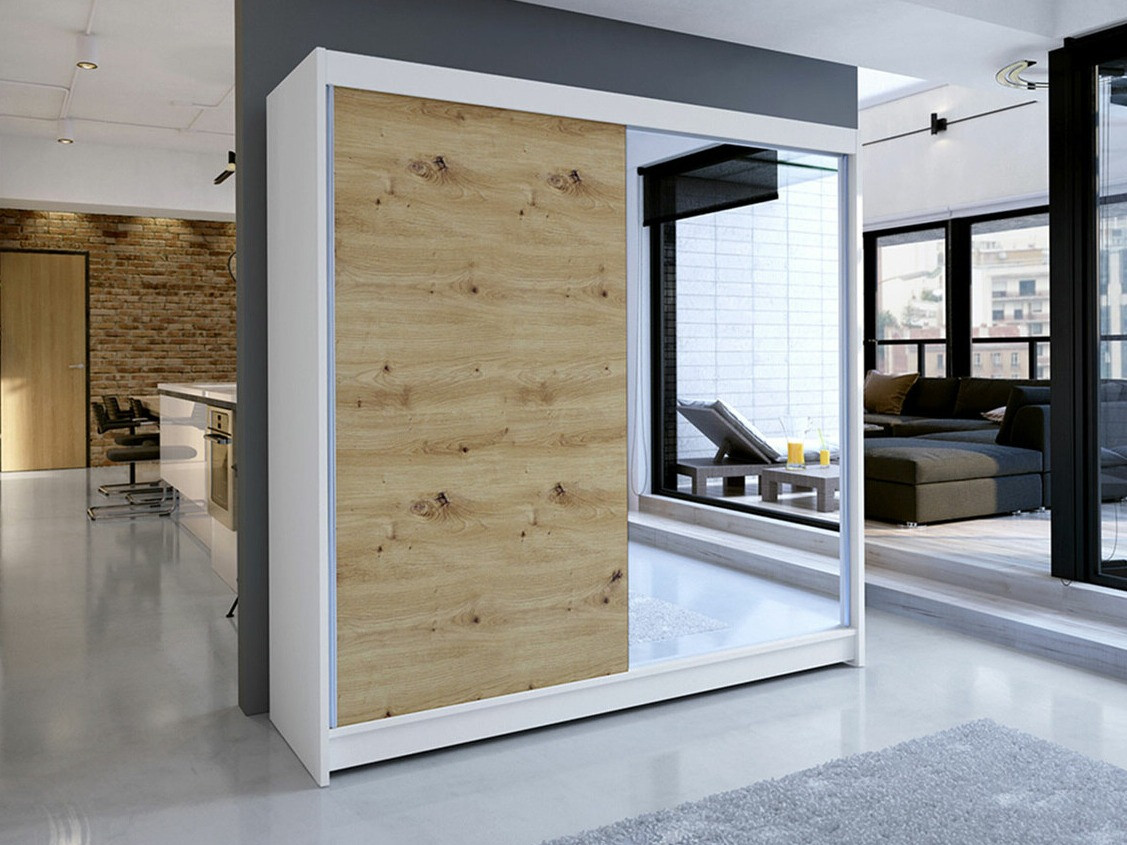 Wardrobe Closico Cavaris I (White + Artisan oak)