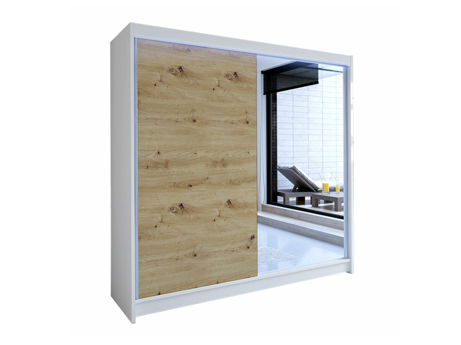 Wardrobe Closico Cavaris I (White + Artisan oak)