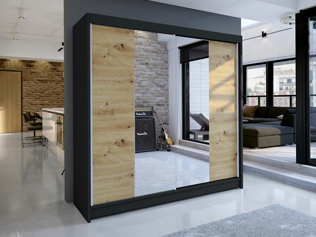 Wardrobe Closico Cavaris II (Black + Artisan oak)