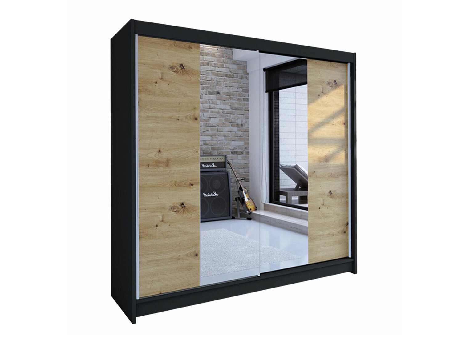Wardrobe Closico Cavaris II (Black + Artisan oak)