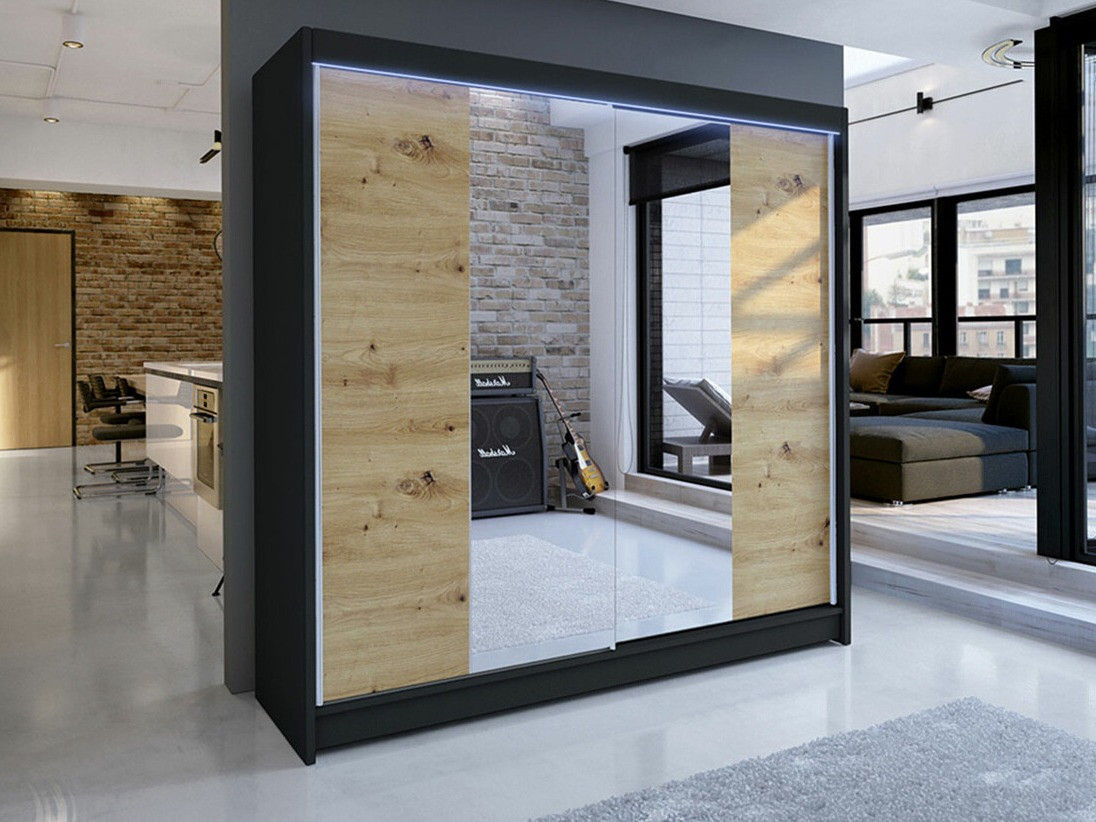 Wardrobe Closico Cavaris II (Black + Artisan oak)