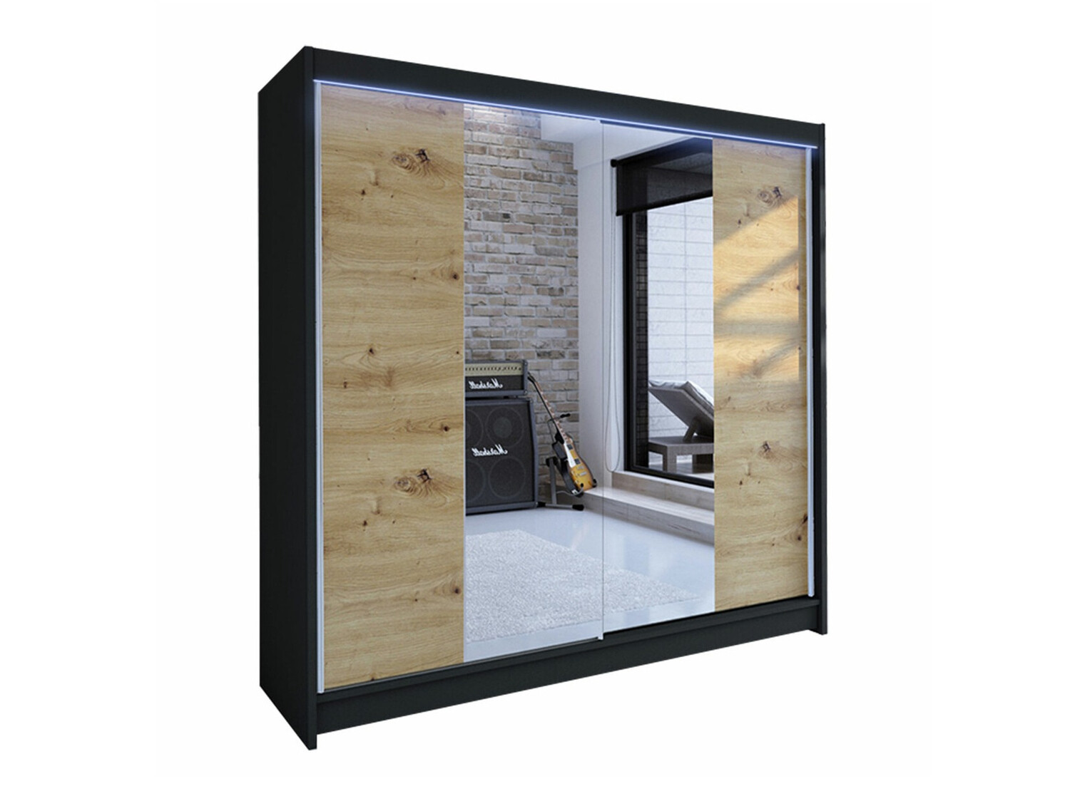 Wardrobe Closico Cavaris II (Black + Artisan oak)