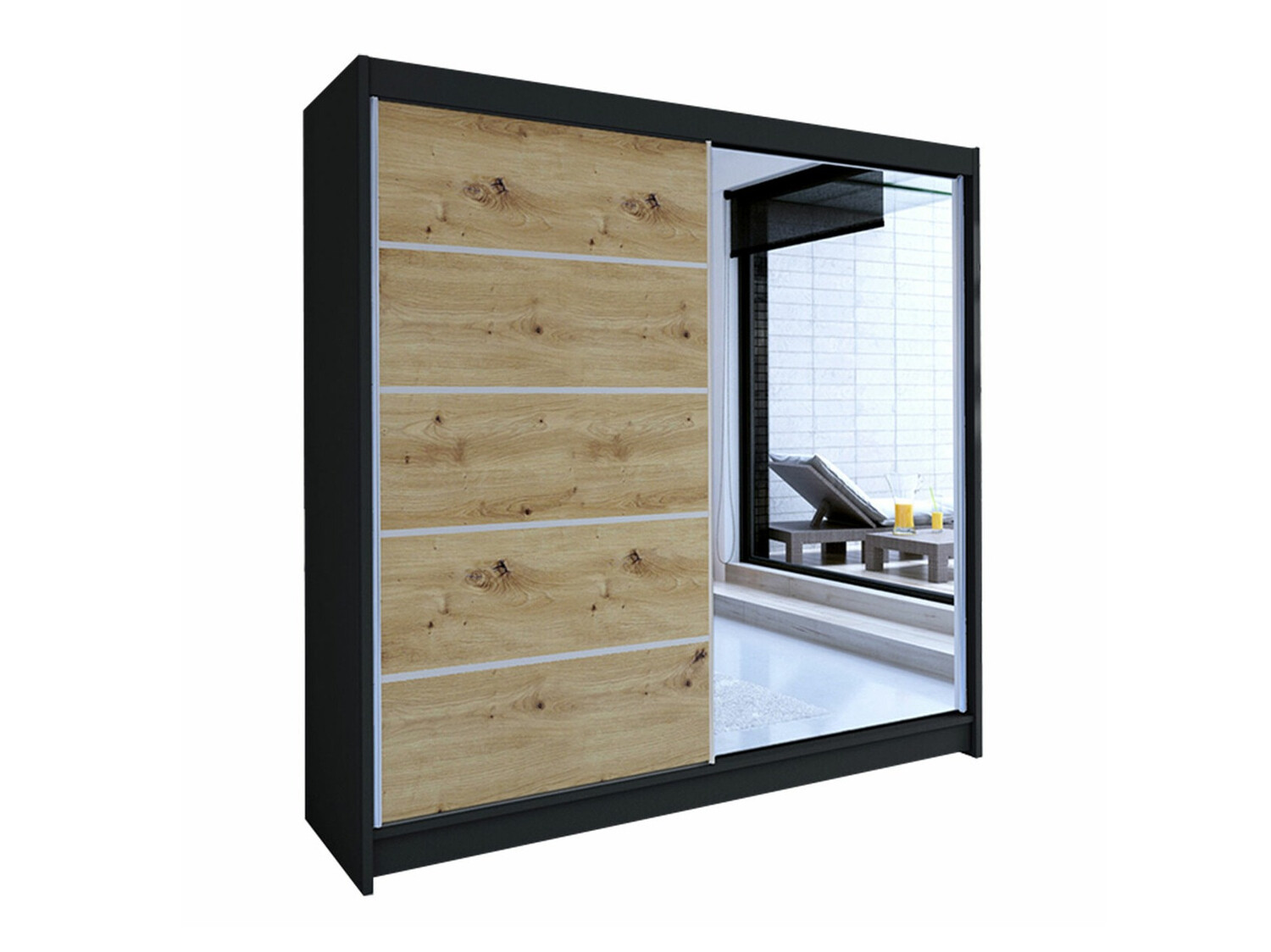 Wardrobe Closico Cavaris III (Black + Artisan oak)