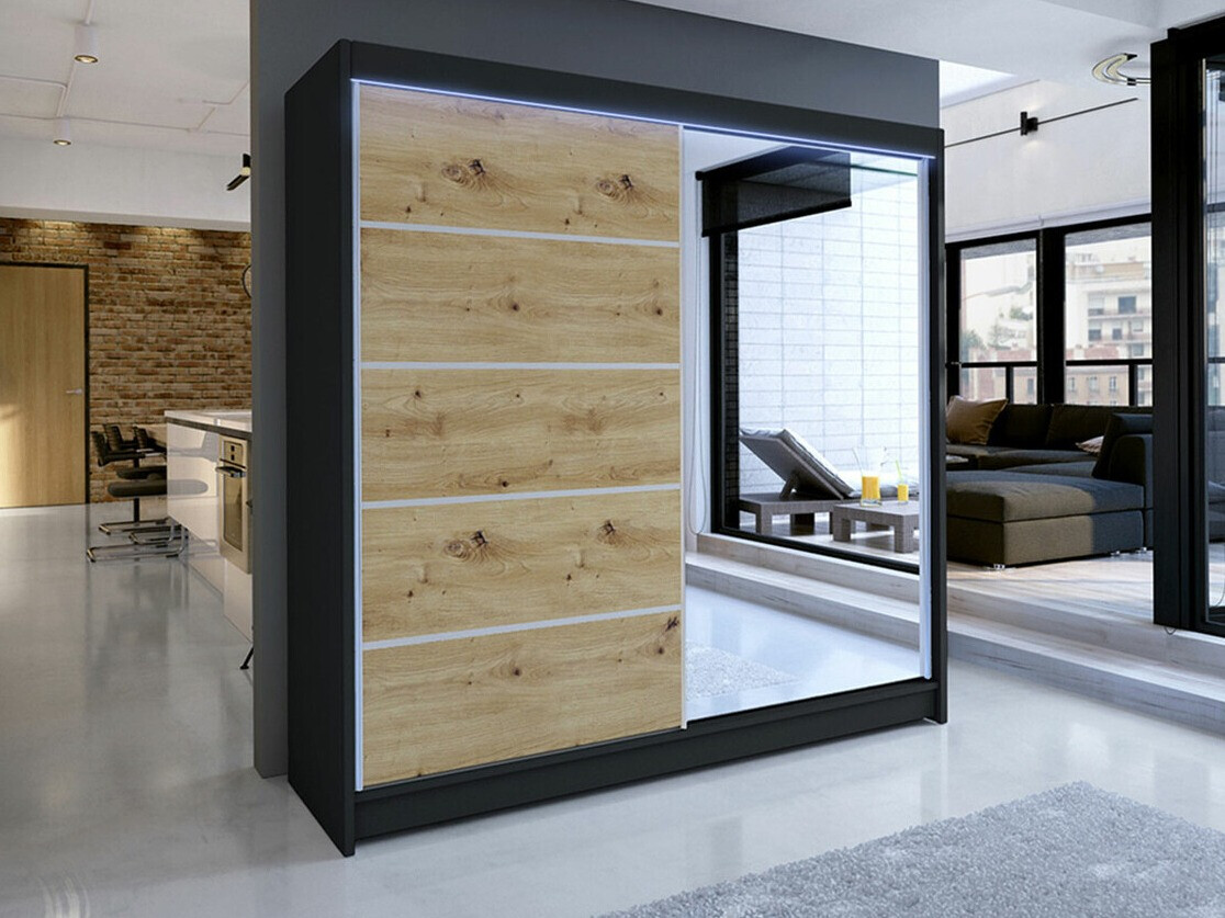 Wardrobe Closico Cavaris III (Black + Artisan oak)