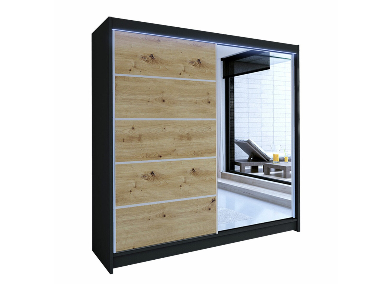 Wardrobe Closico Cavaris III (Black + Artisan oak)