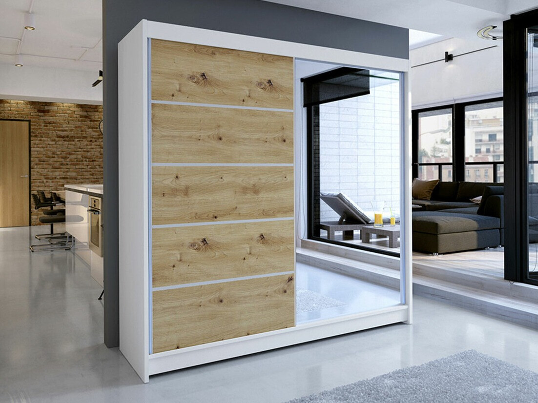 Wardrobe Closico Cavaris III (White + Artisan oak)