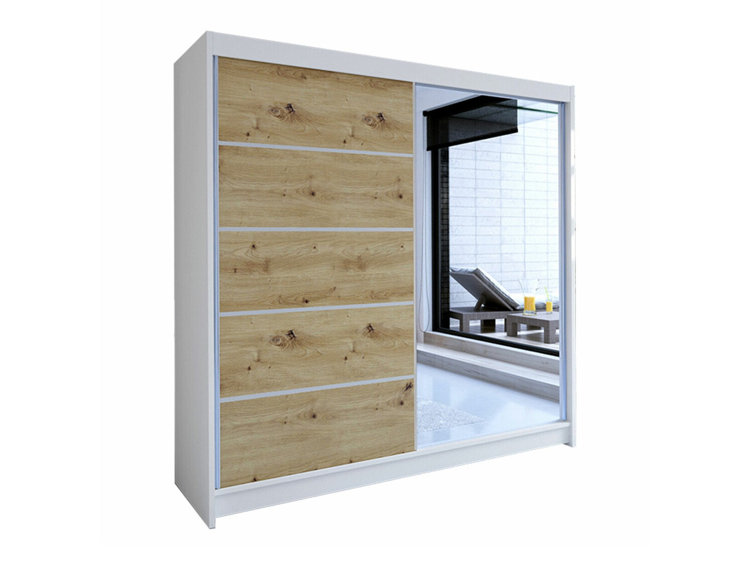 Wardrobe Closico Cavaris III (White + Artisan oak)