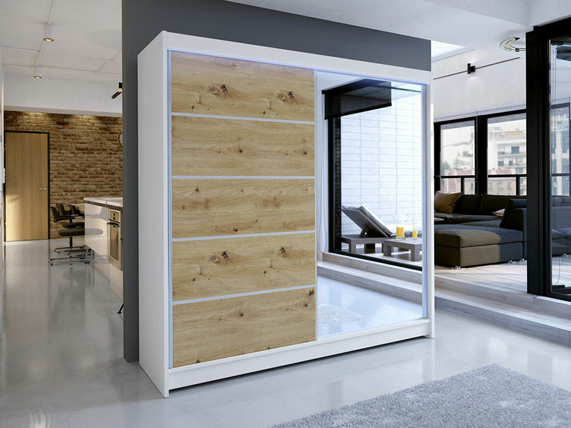 Wardrobe Closico Cavaris III (White + Artisan oak)