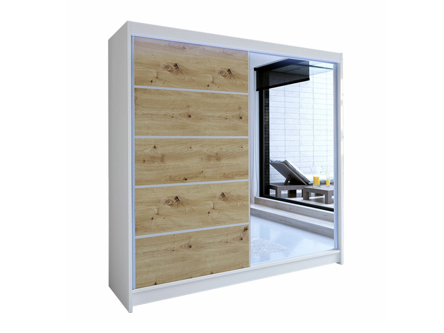 Wardrobe Closico Cavaris III (White + Artisan oak)