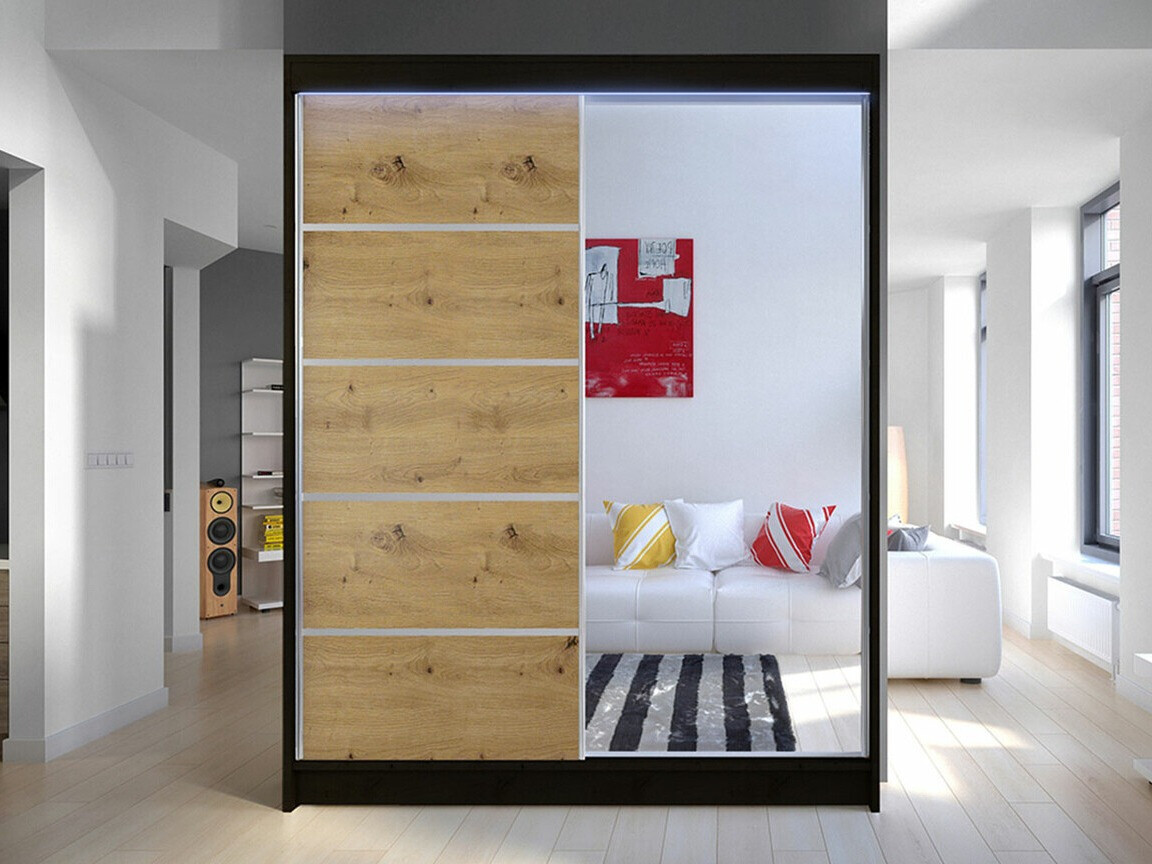 Wardrobe Closico Vastor III (Black + Artisan oak)