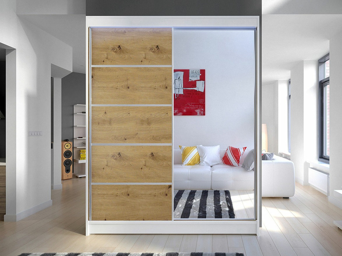 Wardrobe Closico Vastor III (White + Artisan oak)