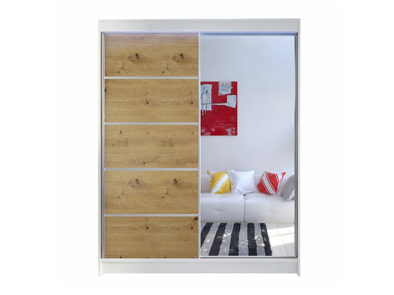 Wardrobe Closico Vastor III (White + Artisan oak)