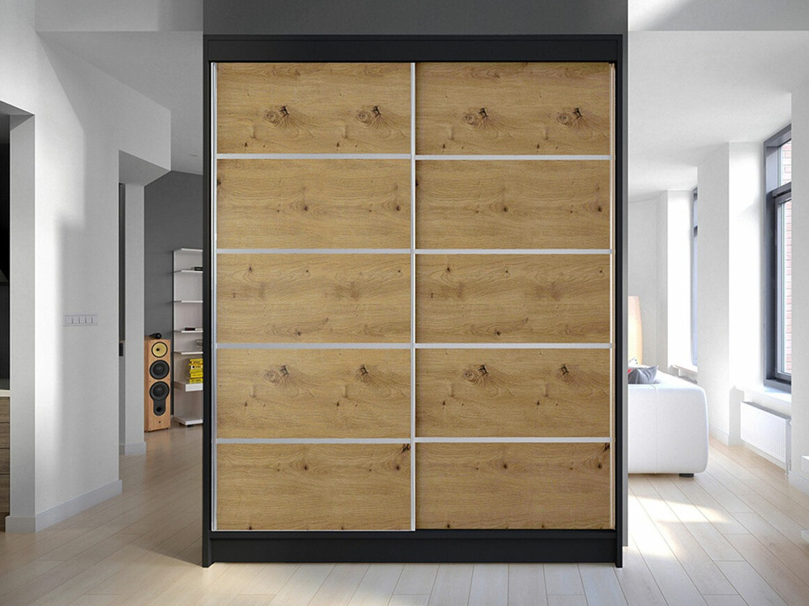 Wardrobe Closico Vastor IV (Black + Artisan oak)