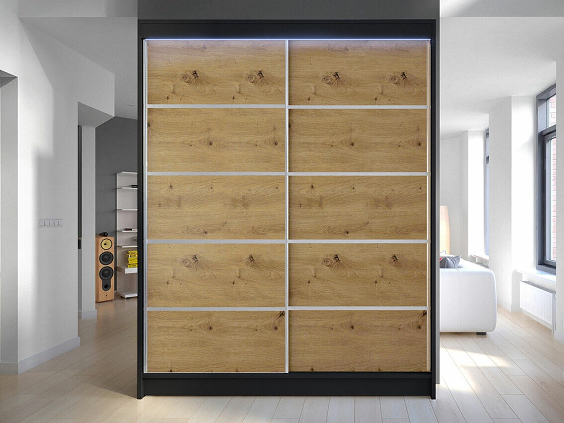 Wardrobe Closico Vastor IV (Black + Artisan oak)