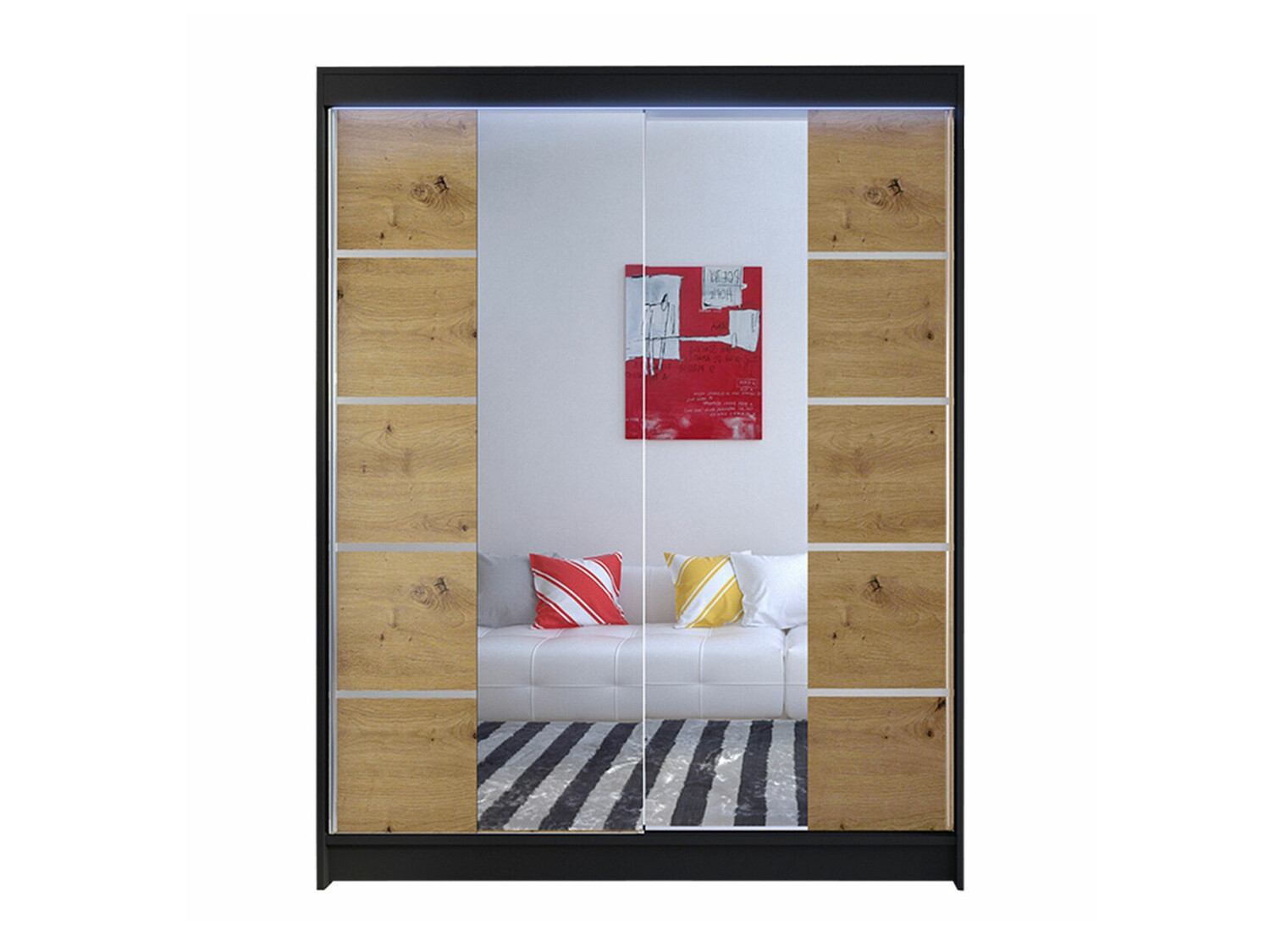 Wardrobe Closico Vastor V (Black + Artisan oak)