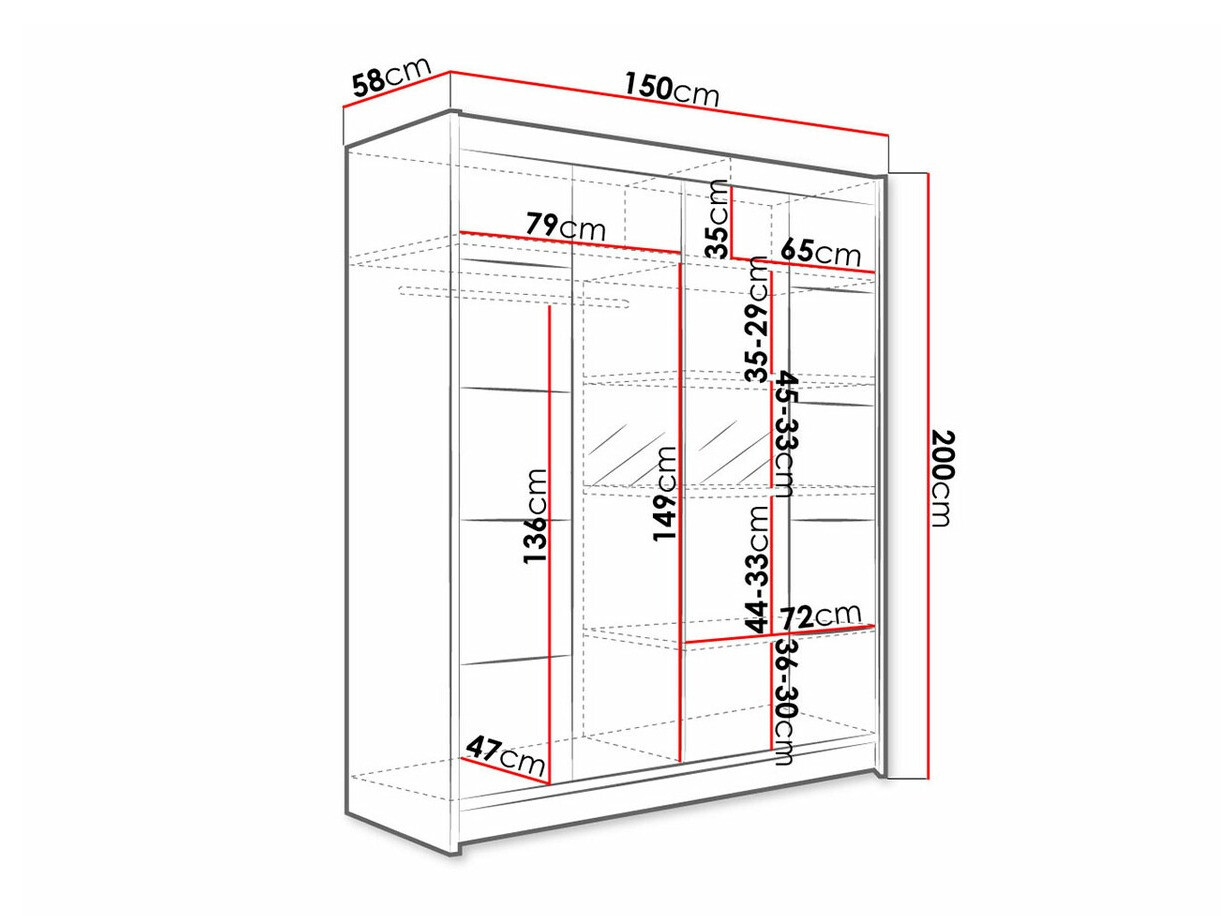 Wardrobe Closico Vastor V (Black + Artisan oak)