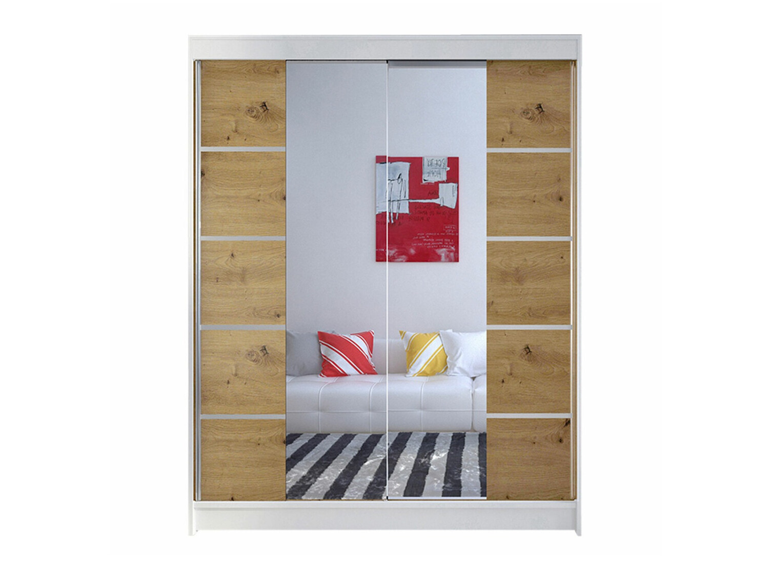 Wardrobe Closico Vastor V (White + Artisan oak)