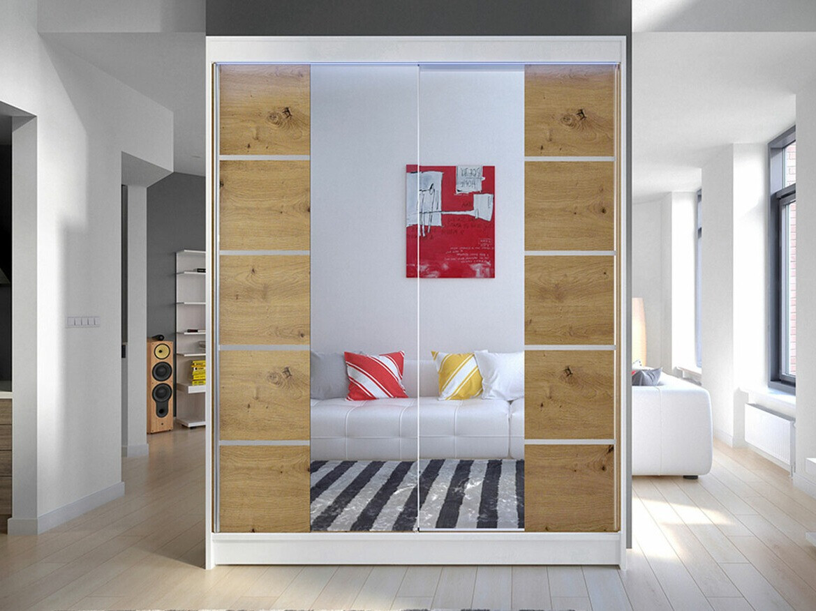 Wardrobe Closico Vastor V (White + Artisan oak)