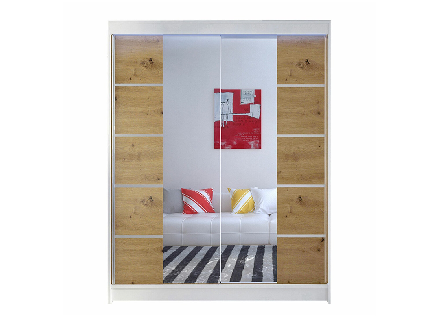 Wardrobe Closico Vastor V (White + Artisan oak)