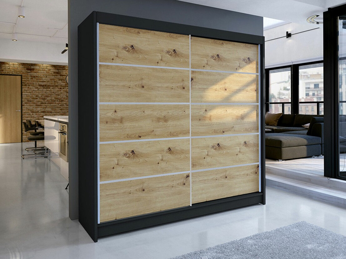 Wardrobe Closico Cavaris IV (Black + Artisan oak)