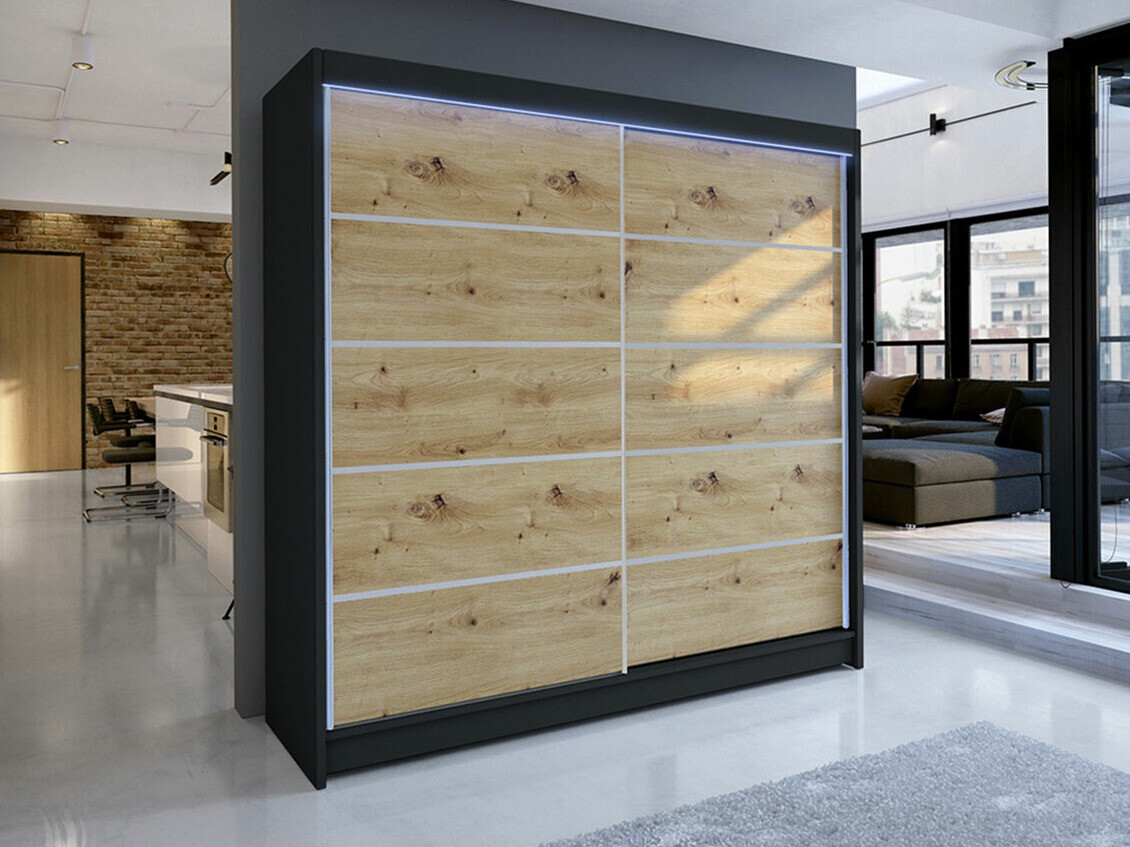 Wardrobe Closico Cavaris IV (Black + Artisan oak)