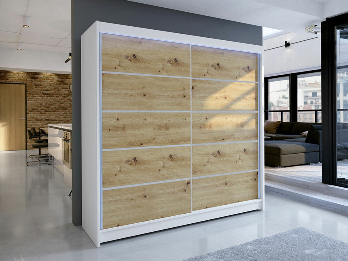 Wardrobe Closico Cavaris IV (White + Artisan oak)