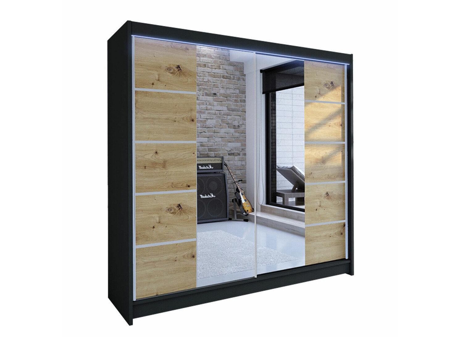 Wardrobe Closico Cavaris V (Black + Artisan oak)