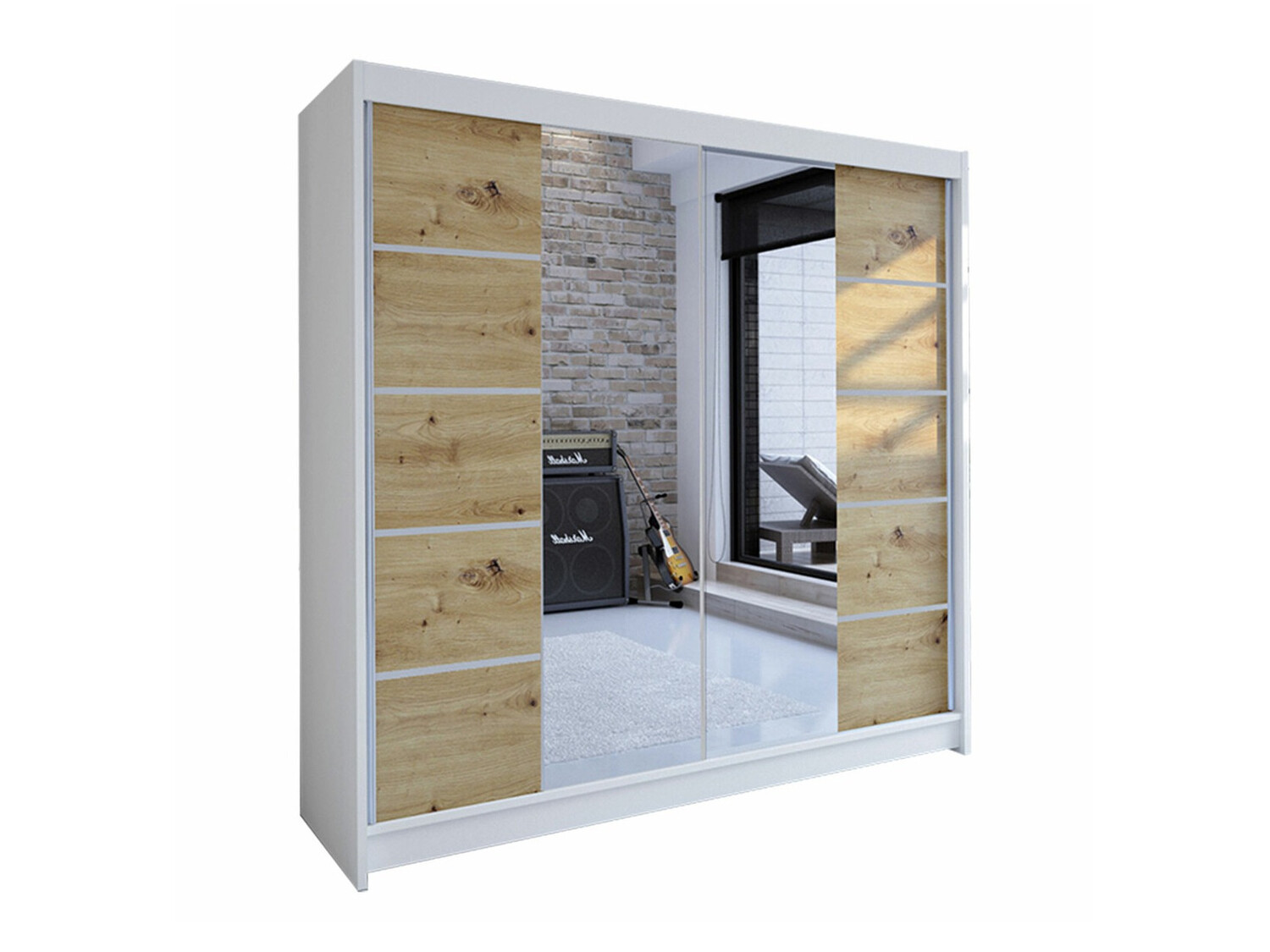 Wardrobe Closico Cavaris V (White + Artisan oak)