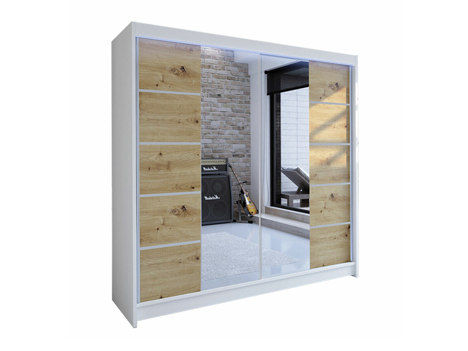 Wardrobe Closico Cavaris V (White + Artisan oak)