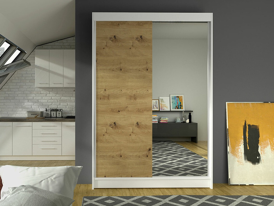 Wardrobe Closico Salvor I (White + Artisan oak)