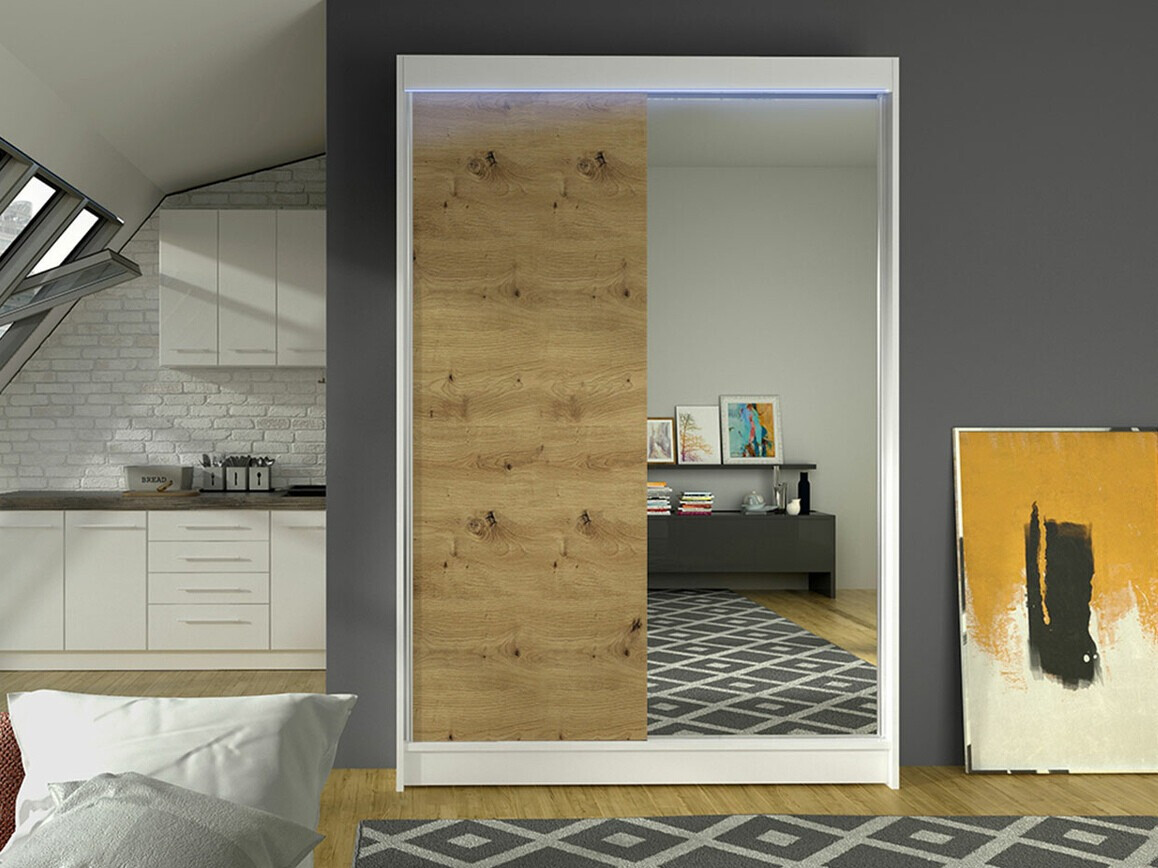 Wardrobe Closico Salvor I (White + Artisan oak)