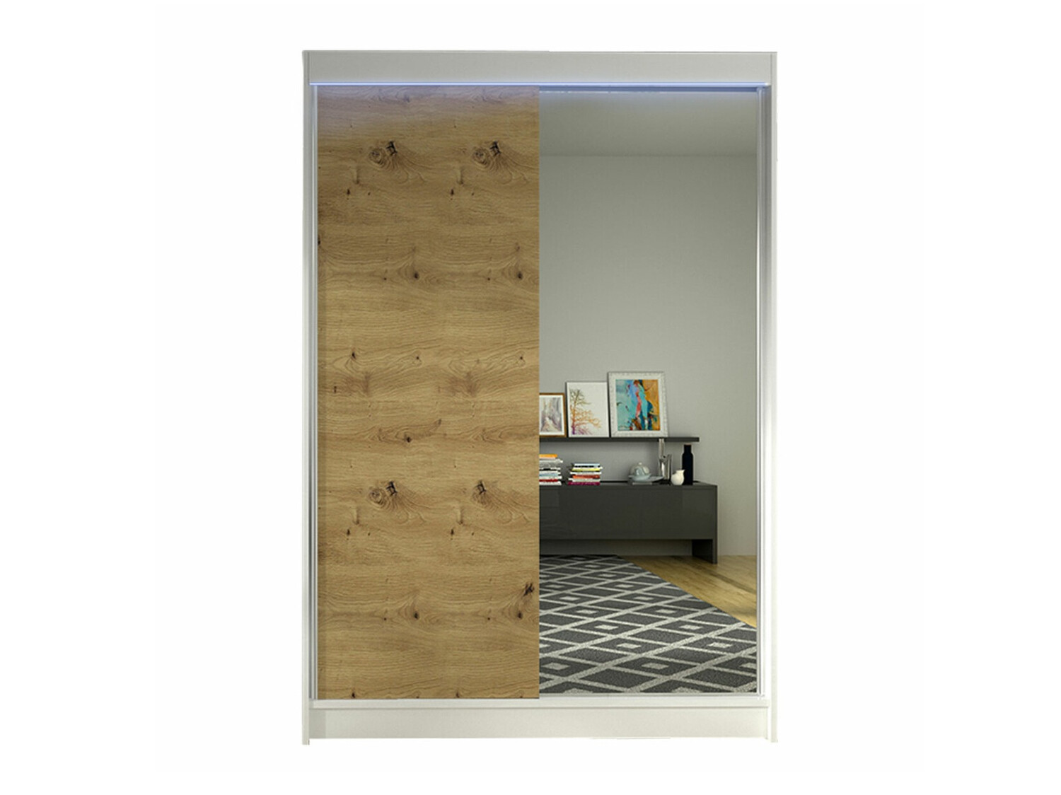 Wardrobe Closico Salvor I (White + Artisan oak)