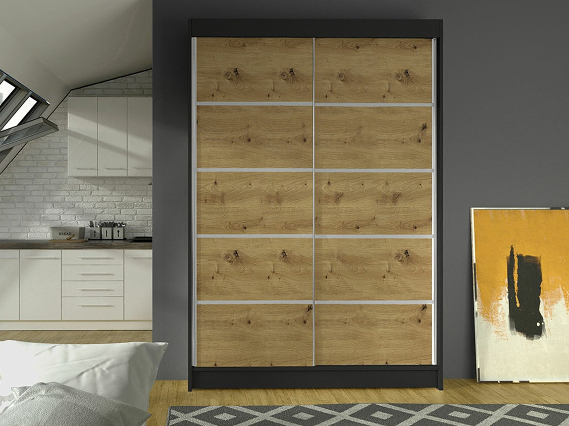 Wardrobe Closico Salvor IV (Black + Artisan oak)