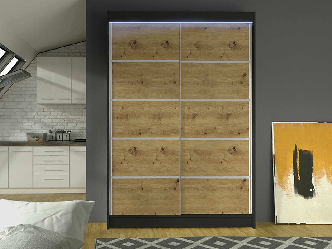 Wardrobe Closico Salvor IV (Black + Artisan oak)