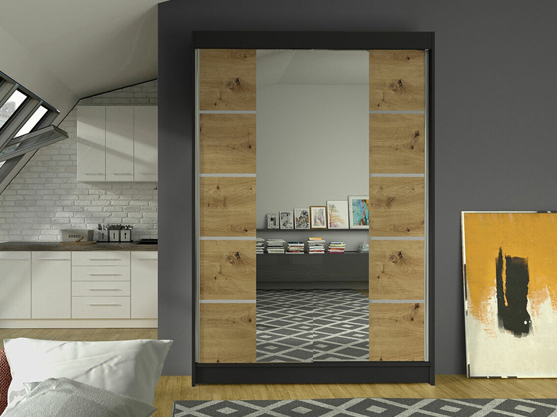 Wardrobe Closico Salvor V (Black + Artisan oak)
