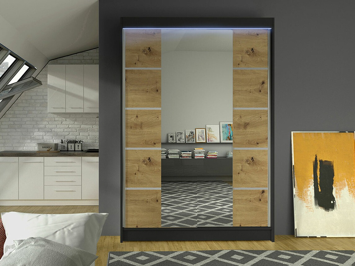 Wardrobe Closico Salvor V (Black + Artisan oak)