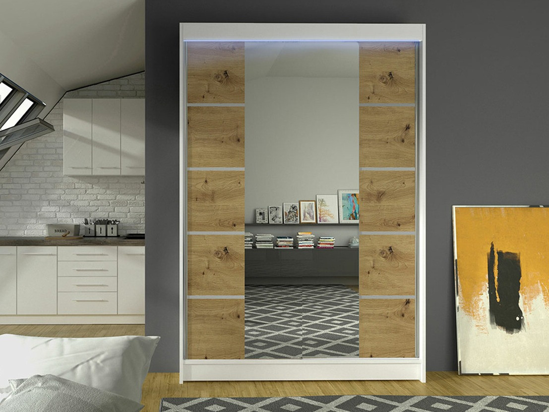 Wardrobe Closico Salvor V (White + Artisan oak)