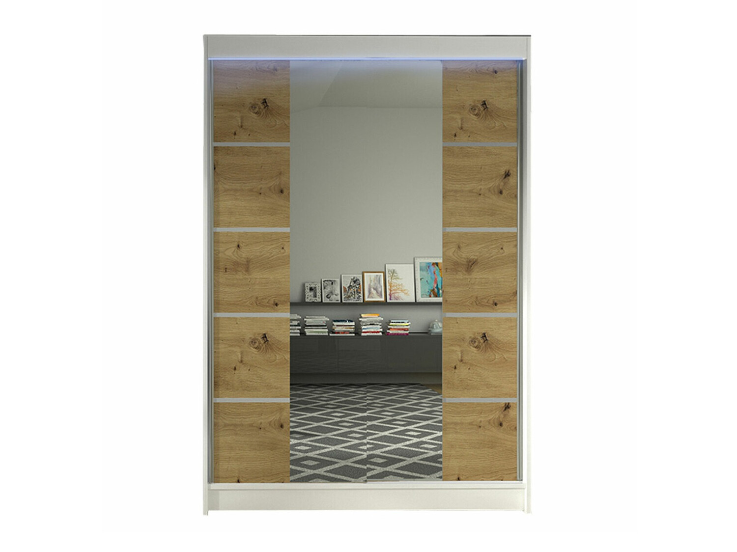 Wardrobe Closico Salvor V (White + Artisan oak)
