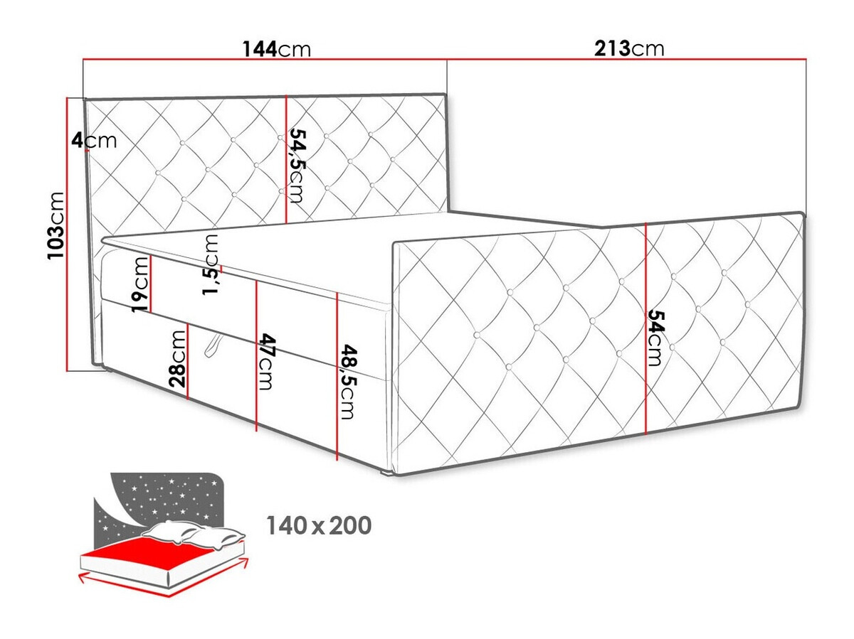 Continental bed Carmen (Amor Velvet 4303)