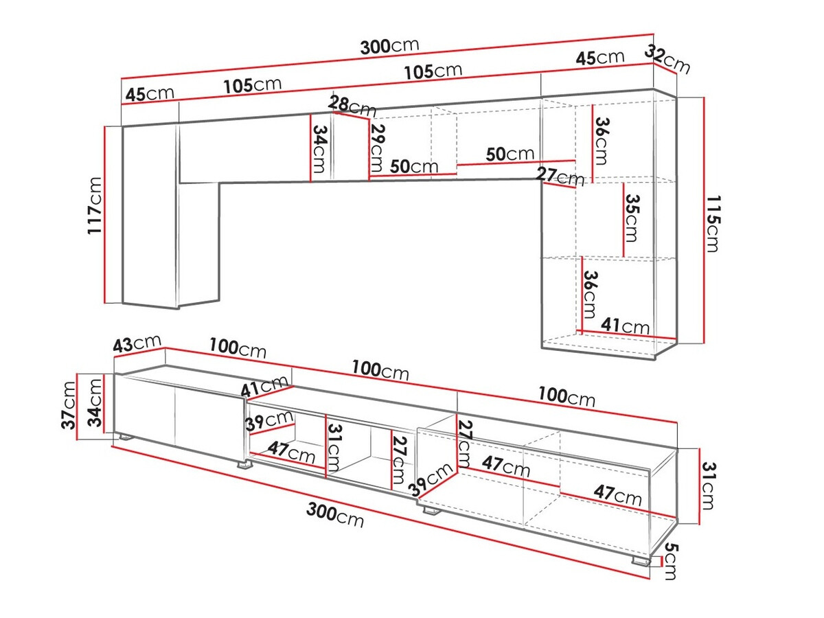 Living room set Remus XXIII (Black + Glossy black + Artisan oak)