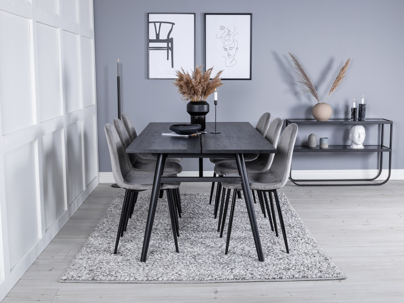 Dining set Dallas 1786 (Light grey + Black)