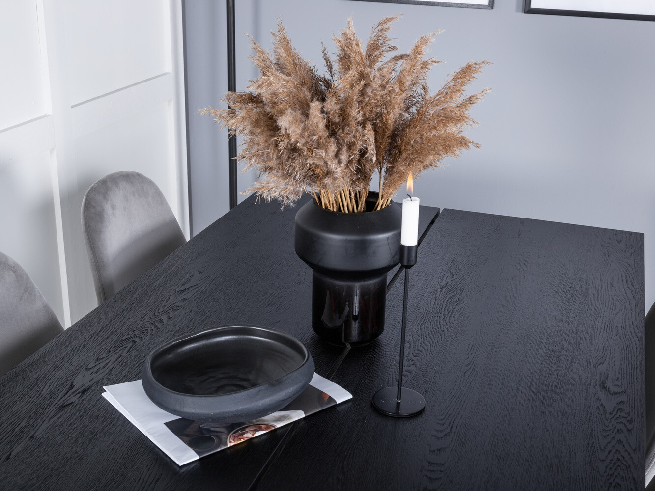 Dining set Dallas 1786 (Light grey + Black)