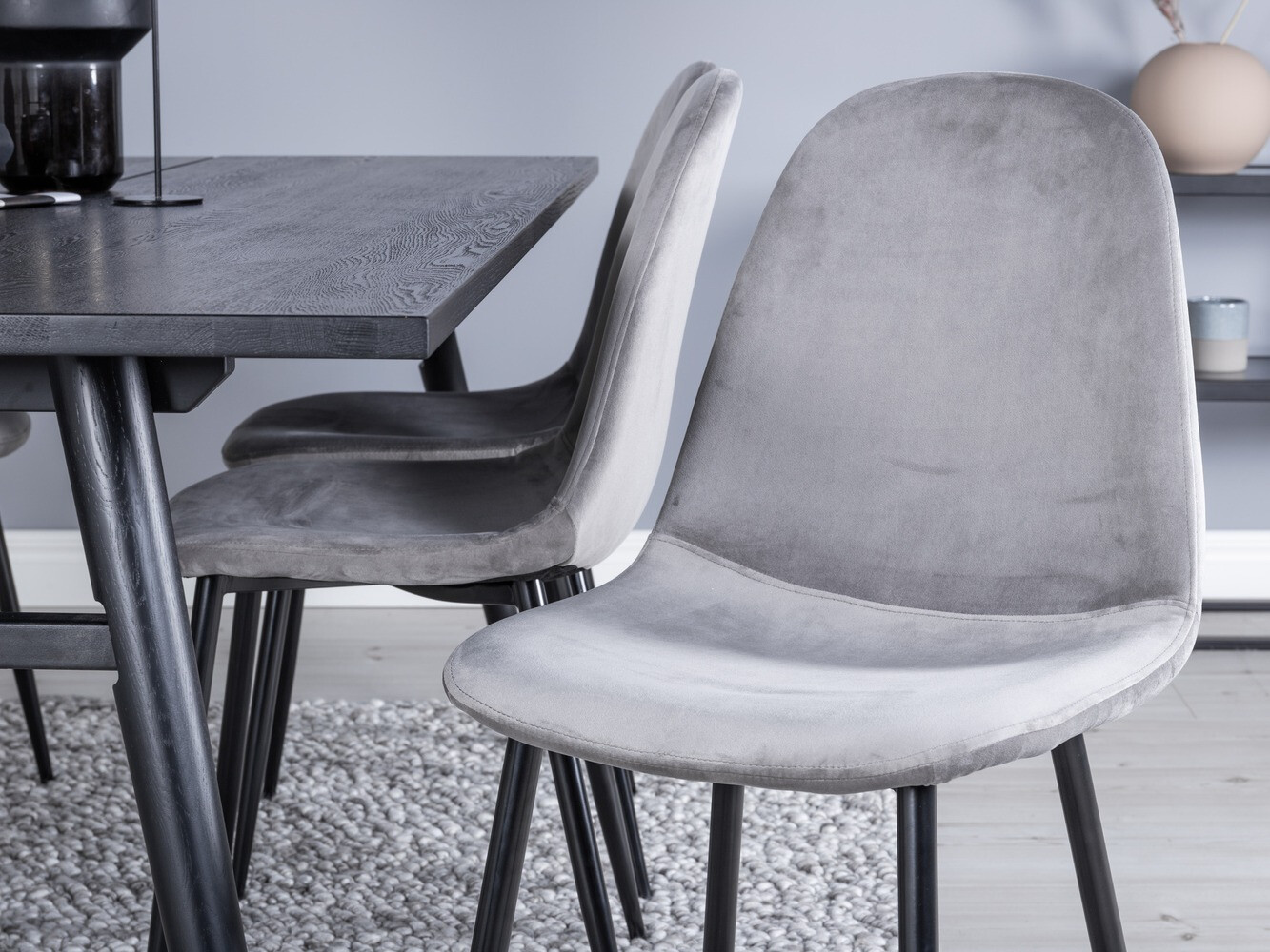 Dining set Dallas 1786 (Light grey + Black)