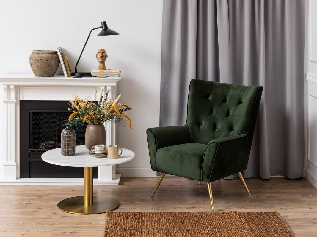 Coffee table Norsica 425 (Golden + White marble)