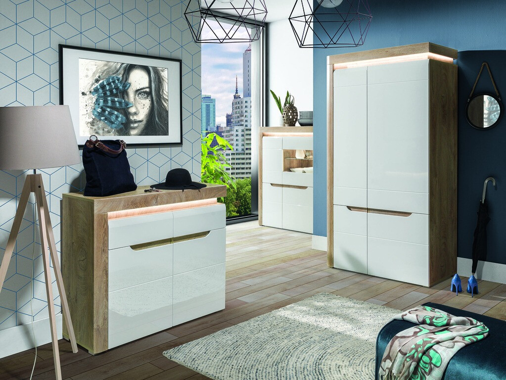 Sideboard Revelmi 104 (Oak + Glossy white)