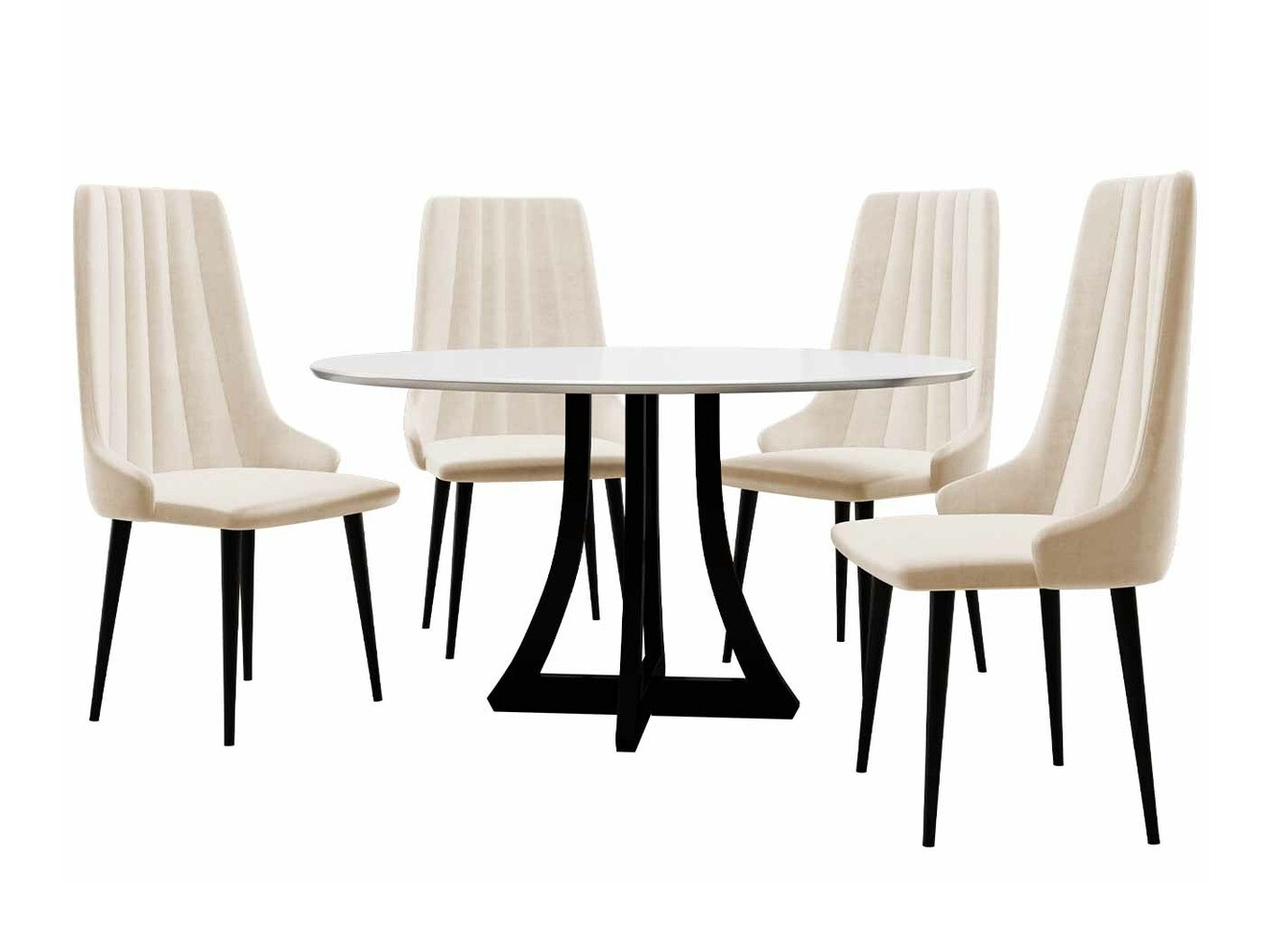 Dining set Racine 135 (Glossy black + Glossy white)