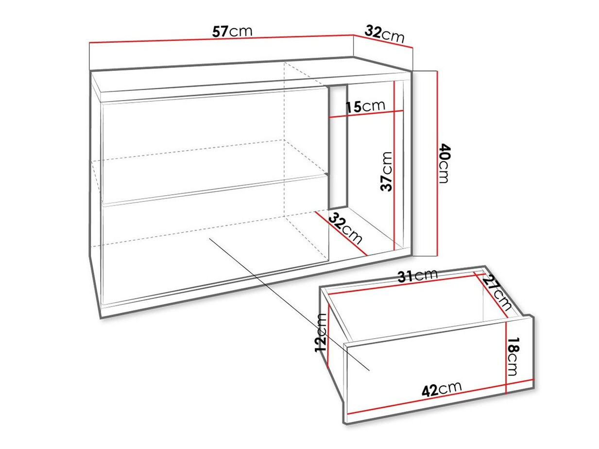Bedside table Hederos (White + Glossy white)