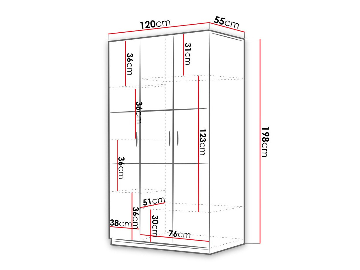 Wardrobe Campus I (White + Glossy white)