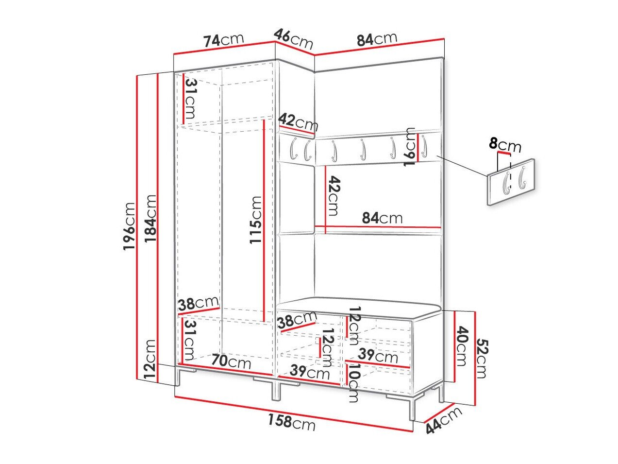 Hallway set Nomal I (Craft oak)