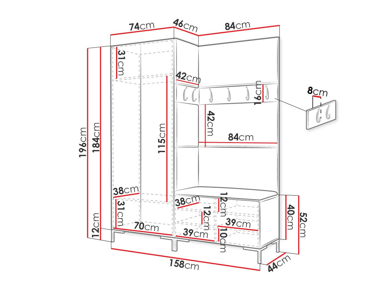 Hallway set Nomal I (Craft oak)